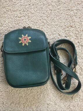 Forest Green Embroidered Crossbody Bag